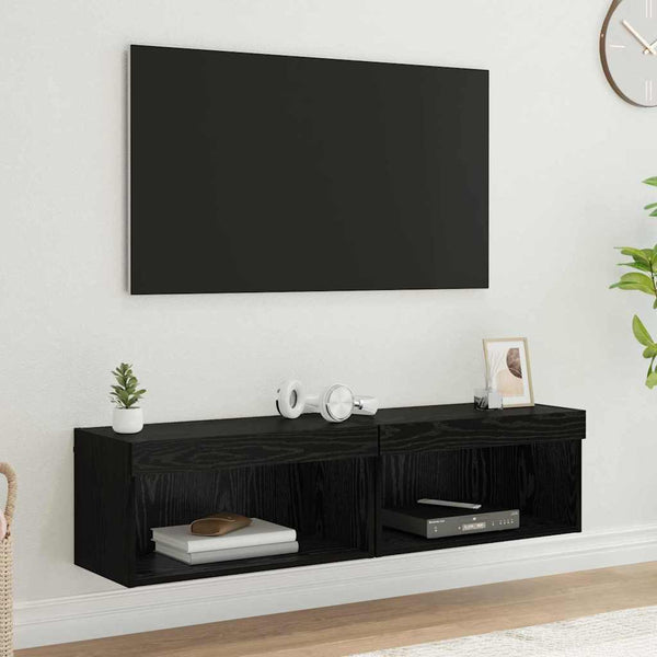 TV-kaapit 2 pcs Musta tammi. 60 x 30 x 30 cm Tekninen puu