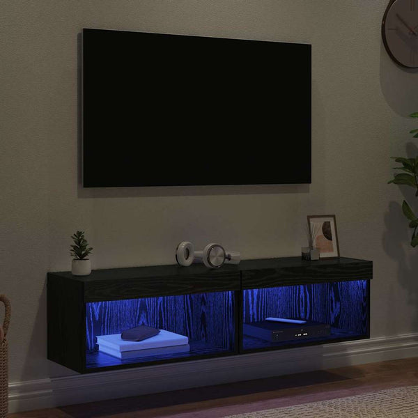 TV-kaapit 2 pcs Musta tammi. 60 x 30 x 30 cm Tekninen puu
