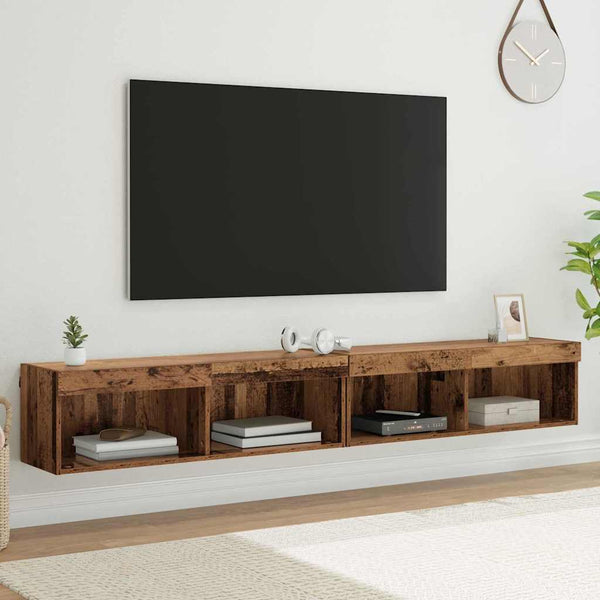 TV-seinähyllyt Panama 2 pcs Vanha puu 100 x 30 x 30 cm