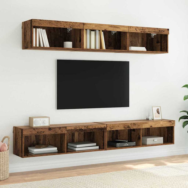 TV-seinähyllyt Panama 2 pcs Vanha puu 100 x 30 x 30 cm