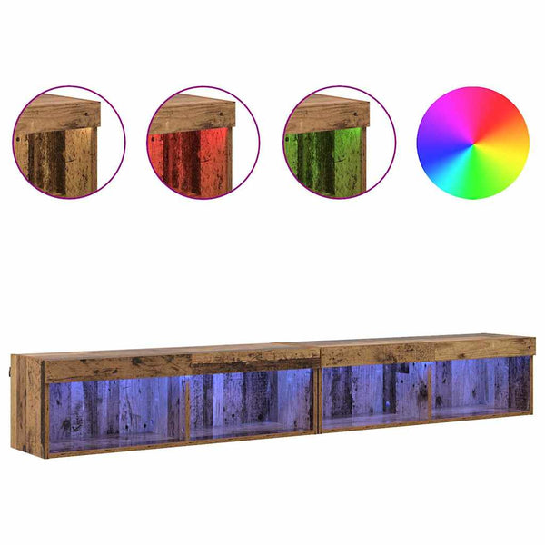TV-seinähyllyt Panama 2 pcs Vanha puu 100 x 30 x 30 cm