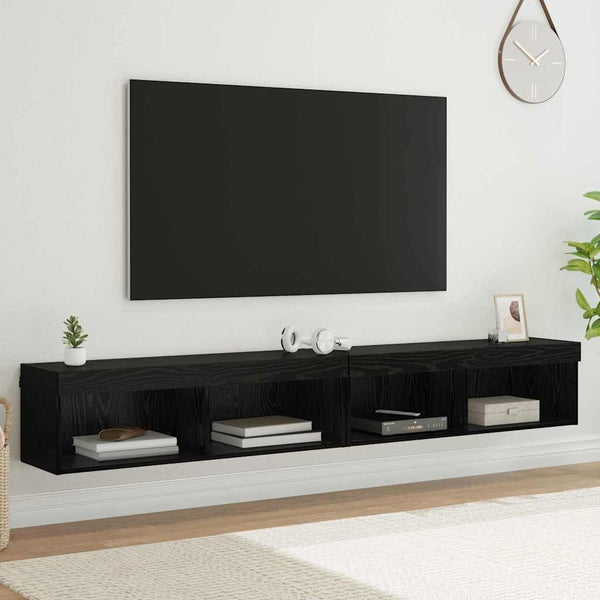 TV-seinähyllyt Panama 2 pcs Musta tammi. 100 x 30 x 30 cm