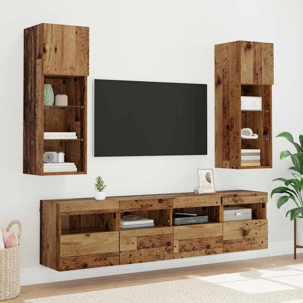 TV-seinähyllyt 2 pcs Vanha Puu 40 x 30 x 40 cm Tekninen puu
