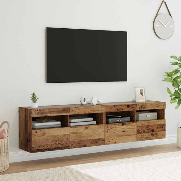 TV-seinähyllyt 2 pcs Vanha Puu 80 x 30 x 40 cm Tekninen puu