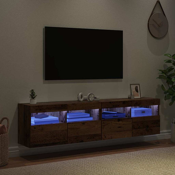 TV-seinähyllyt 2 pcs Vanha Puu 80 x 30 x 40 cm Tekninen puu