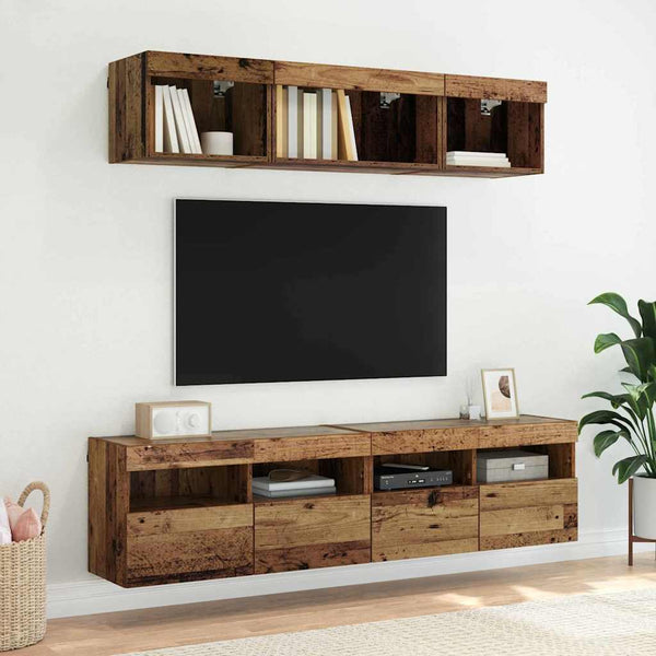 TV-seinähyllyt 2 pcs Vanha Puu 80 x 30 x 40 cm Tekninen puu