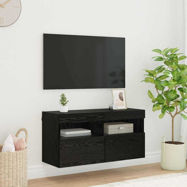 TV-seinäkaappi Musta tammi. 80 x 30 x 40 cm Tekninen puu