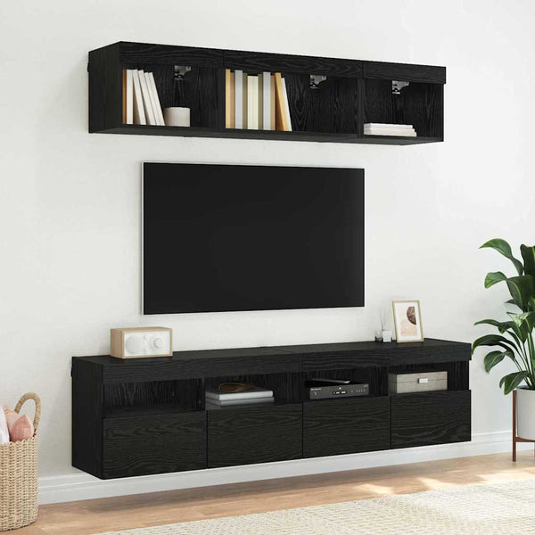 TV-seinäkaappi Musta tammi. 80 x 30 x 40 cm Tekninen puu