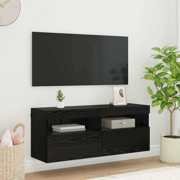 TV-seinäkaappi Musta tammi. 100 x 30 x 40 cm Tekninen puu
