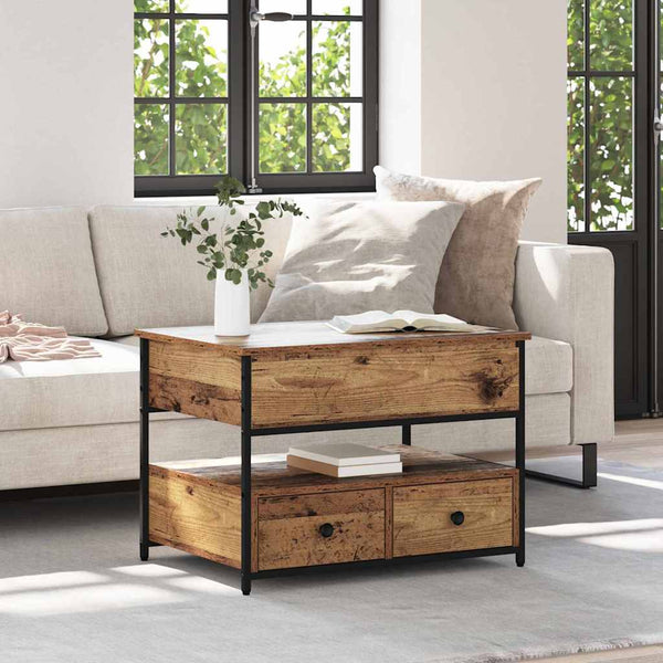 Sohvapöytä laatikon kanssa Vanha puu 70x50x50cm Tekninen puu