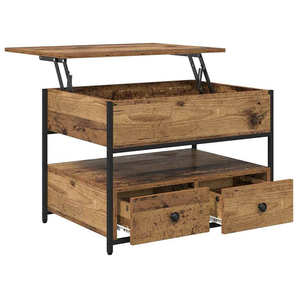 Sohvapöytä laatikon kanssa Vanha puu 70x50x50cm Tekninen puu