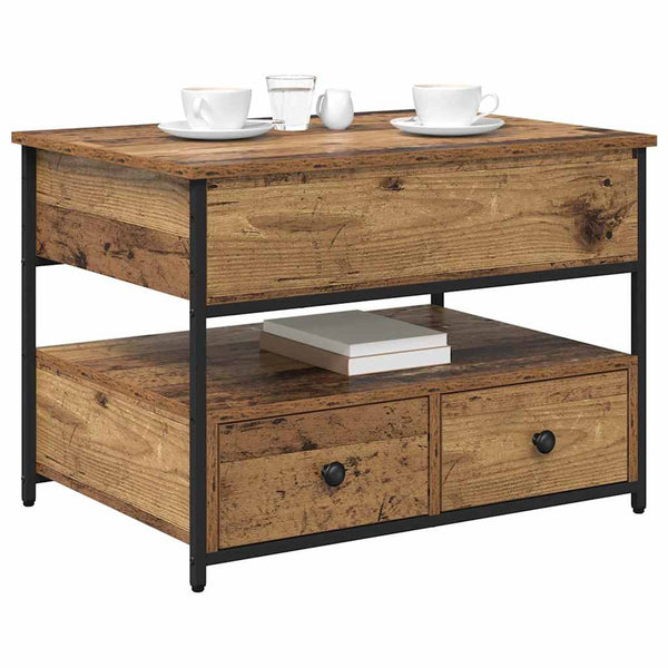 Sohvapöytä laatikon kanssa Vanha puu 70x50x50cm Tekninen puu