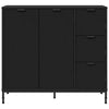 Musta sivupöytä laatikon kanssa Raiden 89.5x33x82cm (puinen)