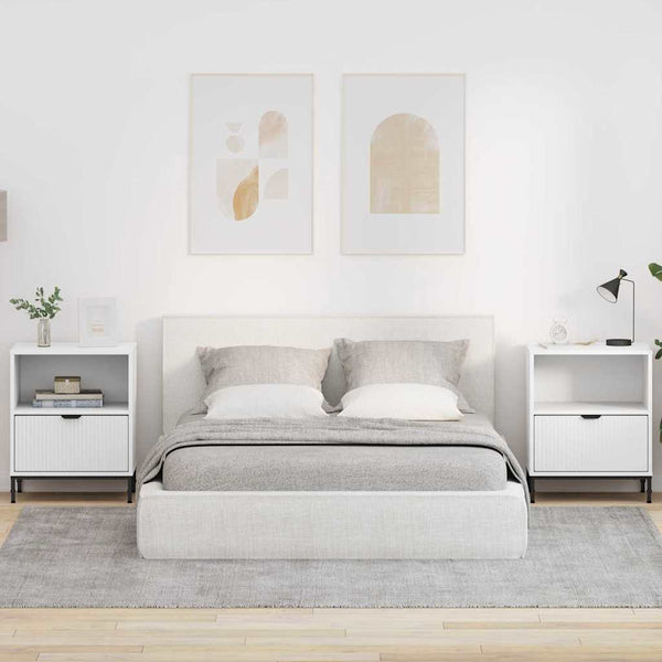 Yöpöydät 2 pcs Valkoinen 49 x 36 x 61 cm Tekninen puu