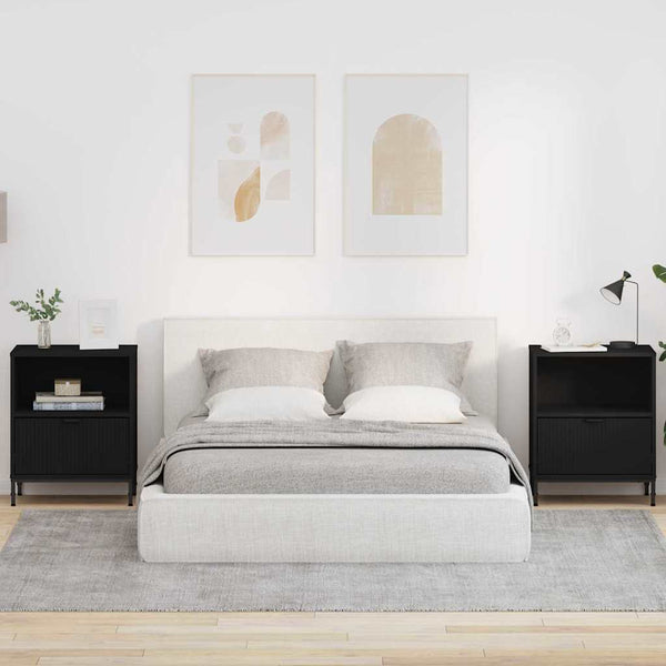 Yöpöydät 2 pcs Musta 49 x 36 x 61 cm Tekninen puu