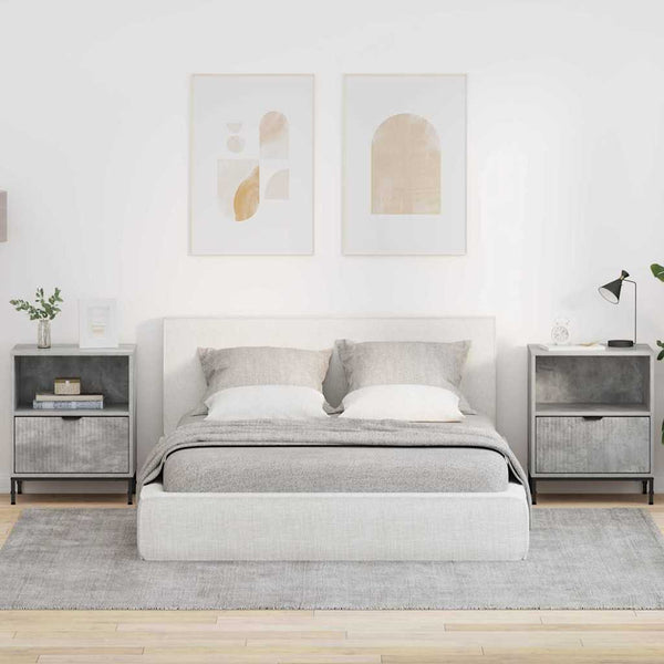 Yöpöydät 2 pcs Betoninharmaa 49 x 36 x 61 cm Tekninen puu