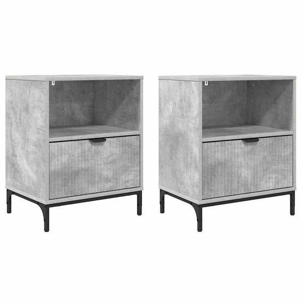 Yöpöydät 2 pcs Betoninharmaa 49 x 36 x 61 cm Tekninen puu