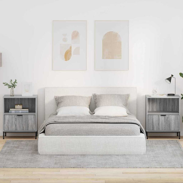 Yöpöydät 2 pcs Harmaa sonoma 49 x 36 x 61 cm Tekninen puu