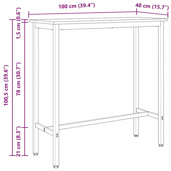 Pöytä Vanha puu 100 x 40 x 100,5 cm Kehitetty puu ja teräs