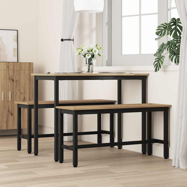 Ruokapenkki 100 x 32,5 x 48,5 cm 2 kpl Kehitetty puu ja teräs