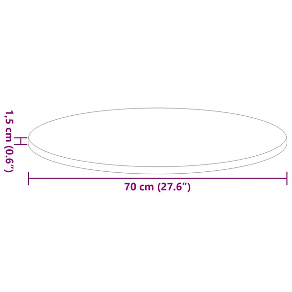 Pöytälevy Ø 70 x 1,5 cm Pyöreä Tekninen puu Savutammi
