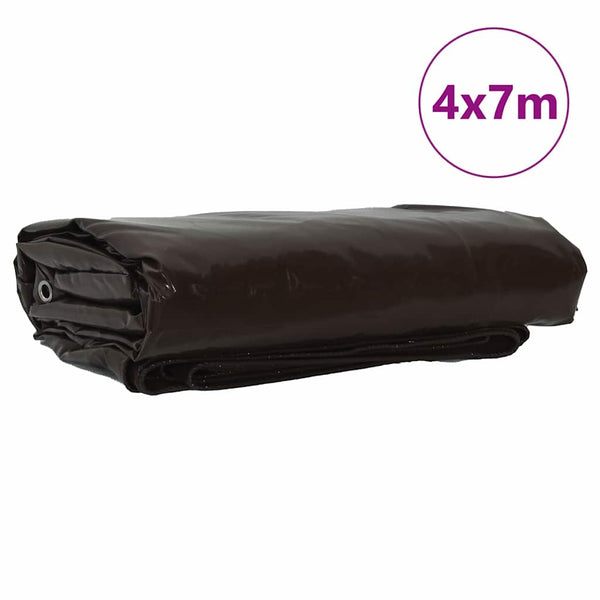 Pressu 650g / m² Ruskea 4 x 7 m Kangas PVC-pinnoitteella
