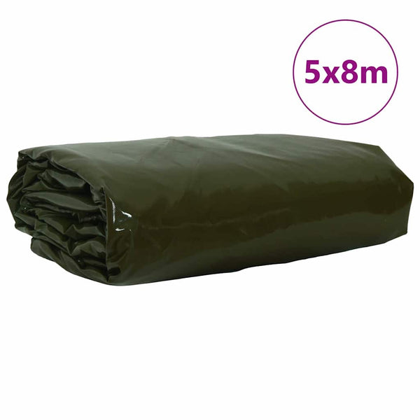 Pressu 650g / m² Oliivinvihreä 5 x 8 m Kangas PVC-pinnoitteella