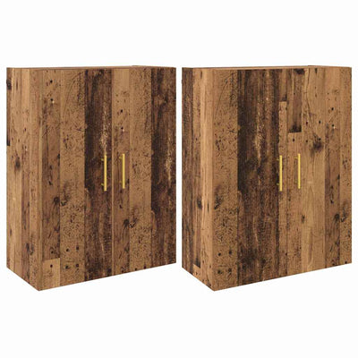 seinälle asennettavat kaapit 2 pcs Vanha puu 69.5 x 34 x 90 cm