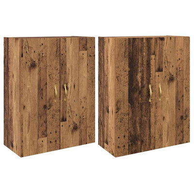 seinälle asennettavat kaapit 2 pcs Vanha puu 69.5 x 34 x 90 cm