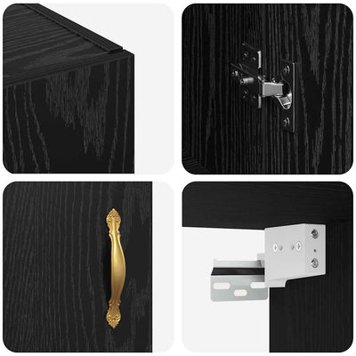 seinälle asennettavat kaapit 2 pcs Musta tammi