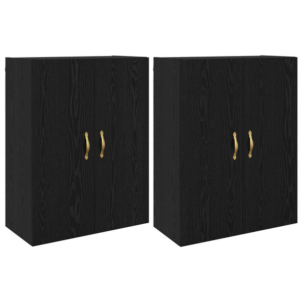 Seinälle Kiinnitettävä Kaappi 2 kpl Musta tammi. Tekninen puu