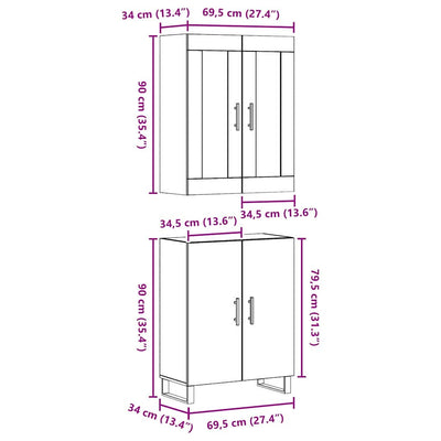 Korkea kaappi Vanha puu 69,5 x 34 x 180 cm Tekninen puu
