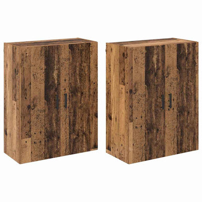seinälle asennettavat kaapit 2 pcs Vanha puu 69.5 x 34 x 90 cm