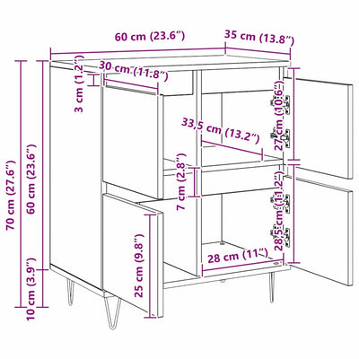 Sivupöydät 2 pcs Musta tammi 120 x 35 x 70 cm Tekninen puu