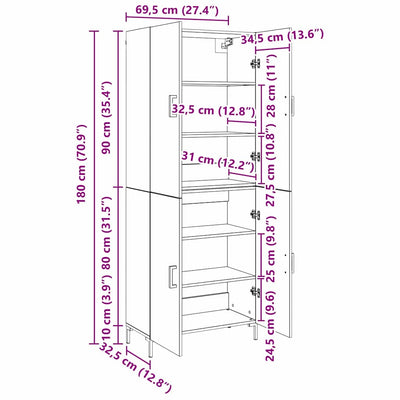Korkea kaappi artesaani tammi 69,5 x 34 x 180 cm Tekninen puu