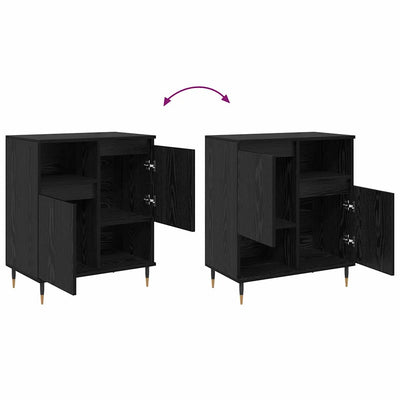 Sivupöydät 3 pcs Musta tammi 180 x 35 x 70 cm Tekninen puu