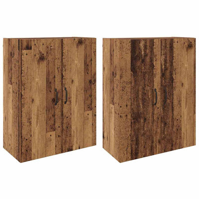 seinälle asennettavat kaapit 2 pcs Vanha puu 69.5 x 34 x 90 cm