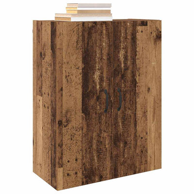 seinälle asennettavat kaapit 2 pcs Vanha puu 69.5 x 34 x 90 cm