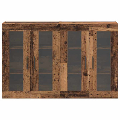 seinälle asennettavat kaapit 2 pcs Vanha puu 69,5 x 34 x 90 cm