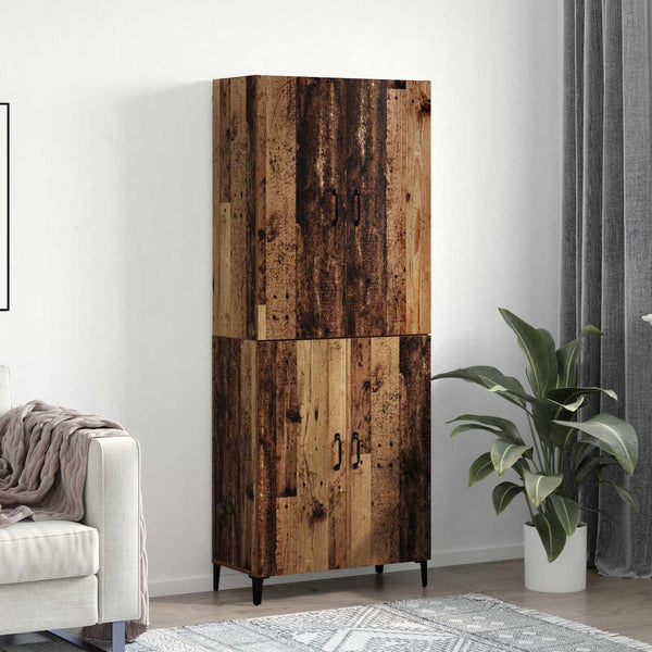 Korkea kaappi 2 kpl Vanha puu 69,5 x 34 x 180 cm Tekninen puu