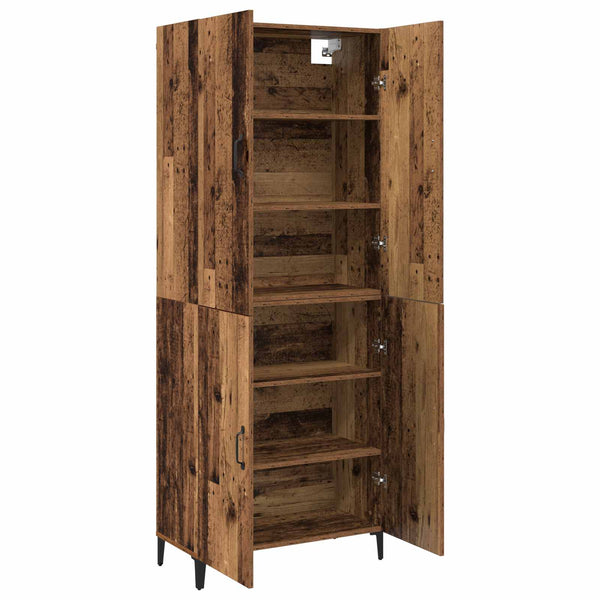 Korkea kaappi 2 kpl Vanha puu 69,5 x 34 x 180 cm Tekninen puu