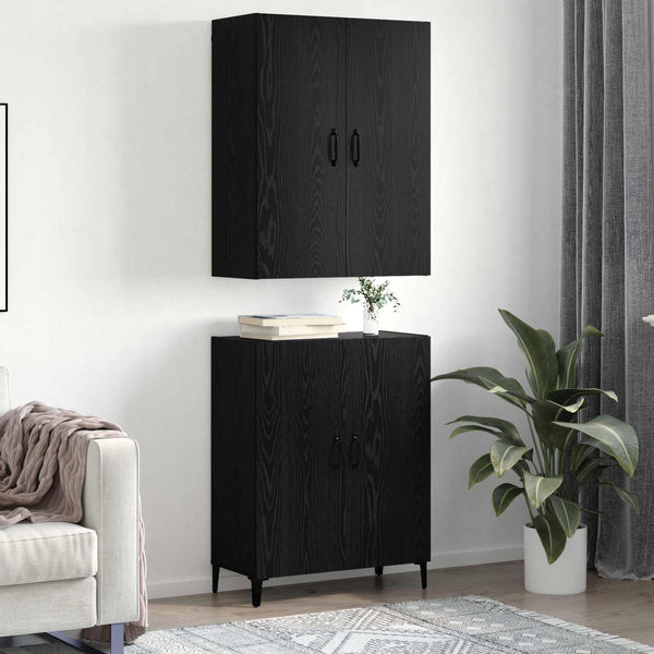 Korkea kaappi 2 kpl Musta tammi. 69,5 x 34 x 180 cm