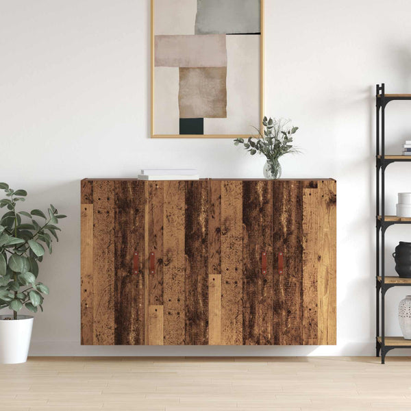 Seinälle Kiinnitettävä Kaappi 2 kpl Vanha puu 69,5 x 34 x 90 cm