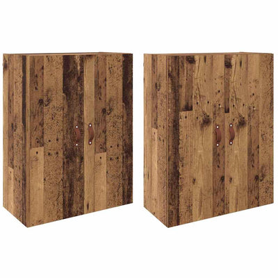 seinälle asennettavat kaapit 2 pcs Vanha puu 69.5 x 34 x 90 cm