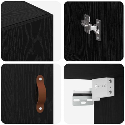 seinälle asennettavat kaapit 2 pcs Musta tammi