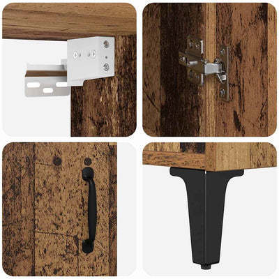 Korkea kaappi 2 pcs Vanha puu 69.5 x 34 x 180 cm Tekninen puu