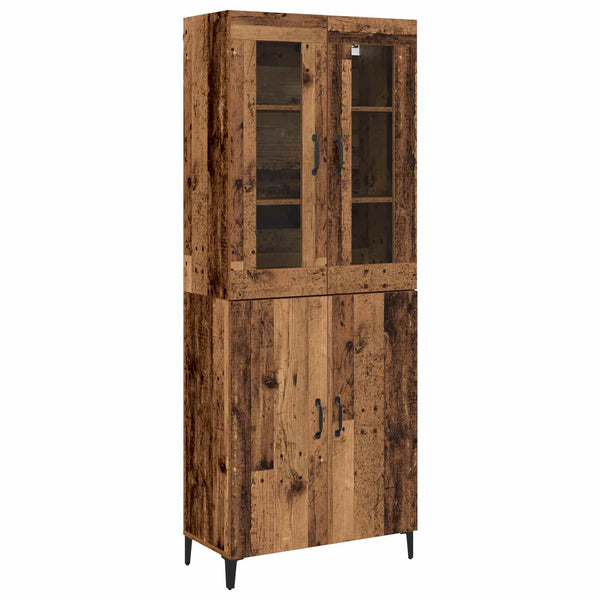 Korkea kaappi 2 kpl Vanha puu 69,5 x 34 x 180 cm Tekninen puu