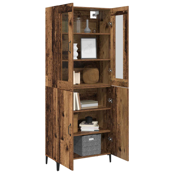 Korkea kaappi 2 kpl Vanha puu 69,5 x 34 x 180 cm Tekninen puu