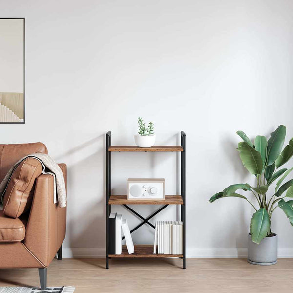 Kirjahylly 3 tasoa 56 x 34 x 96 cm Tekninen puu Vanha Puu
