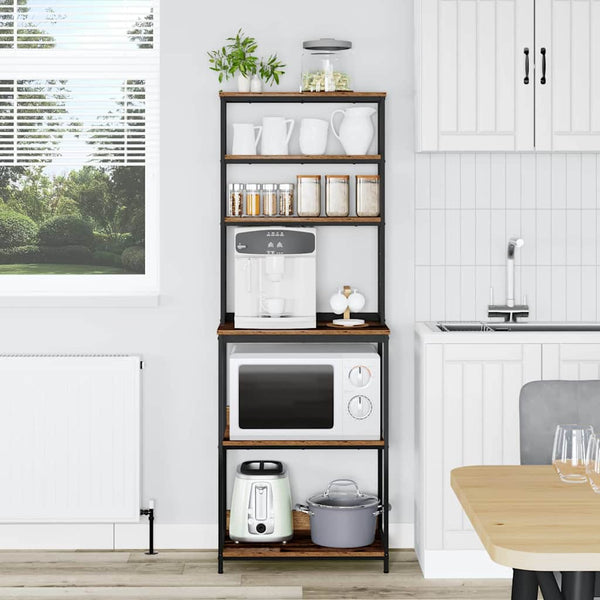 Keittiöhylly 5 tasoa 60 x 40 x 168 cm Tekninen puu Vanha Puu
